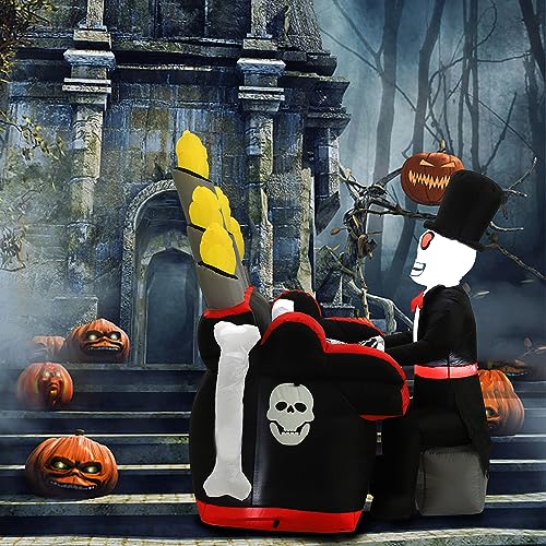 Halloween Inflatable Skull Face Spider Scary Creepy, Blow Up Spider with Built-in LED