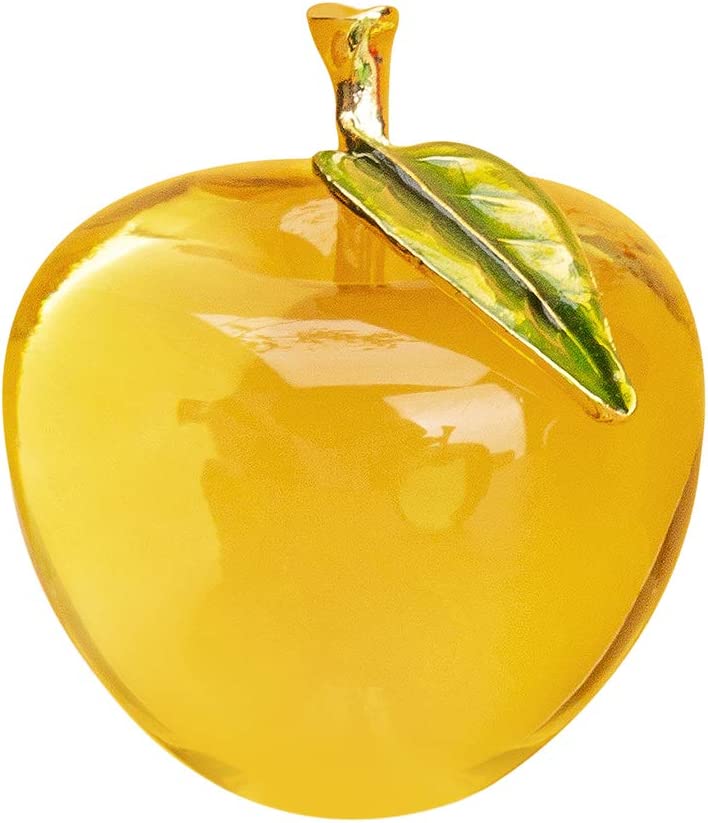 Glaze Crystal Apple Paperweight Craft Decoration (Yellow)