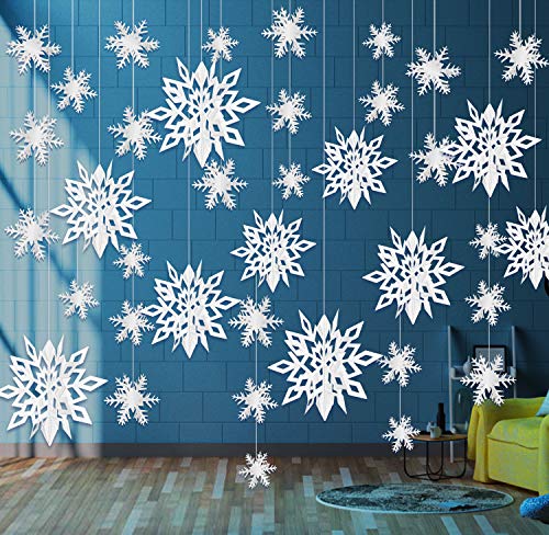 24 Pcs 3D Large Christmas Hanging Snowflake Decorations