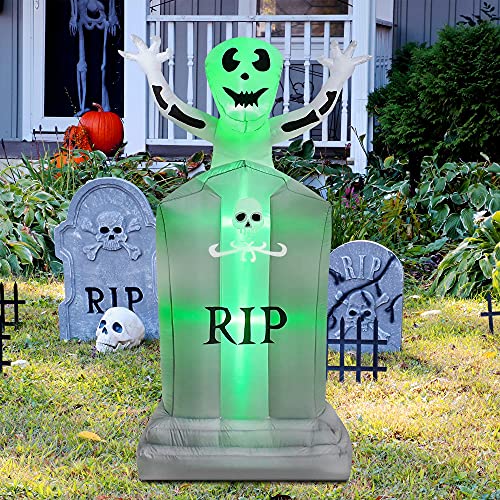 6FT Halloween Inflatables Tombstone w/ Ghost w/ LED