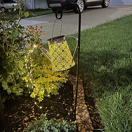 Solar Star Shower Garden Art Watering Can w/ Lights