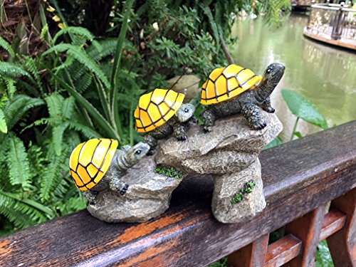 Solar Powered Turtles on Log Garden Accent Decor