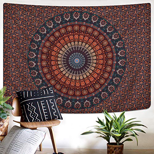 Bohemian Mandala Psychedelic Peacock Boho Tapestry