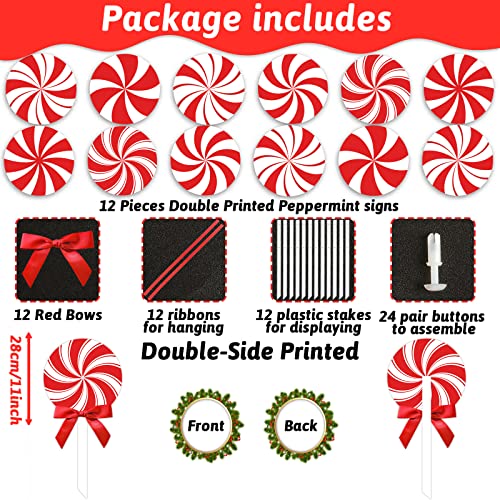 12 Pieces Christmas Peppermint Yard Stakes Decoration