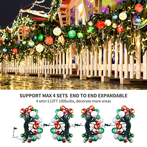 28ft 25 Bulbs Christmas Ball Ornaments w/ Lights