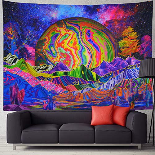 Psychedelic Mountain Galaxy Space Tapestry Colorful Trees Wall Decoration 59.1x51.2"