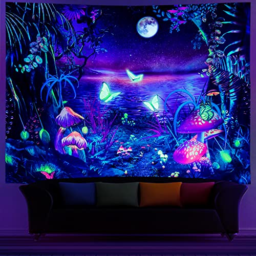 Extra Large Blacklight Fantasy Forest Tapestry