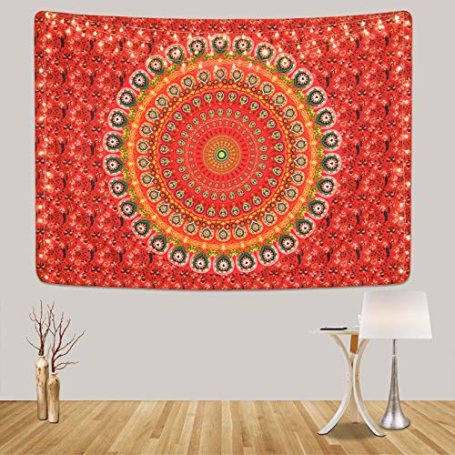 Bohemian Mandala Psychedelic Peacock Boho Tapestry