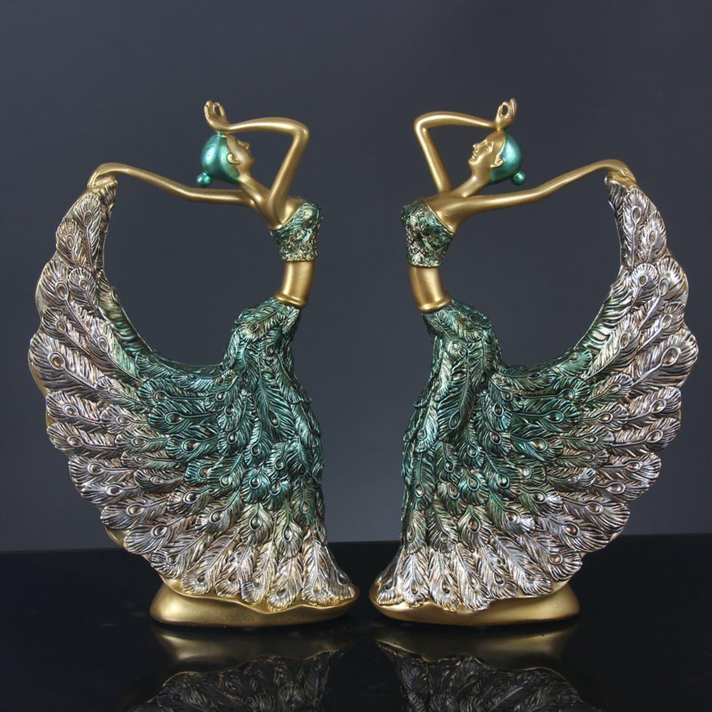 Peacock Dancer Figurine Art Statue Home Decoration