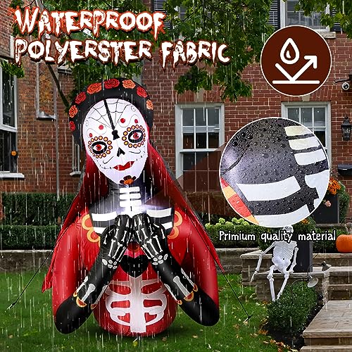 Halloween Inflatable Dead Spirit, LED Lights Outdoor Indoor Day of The Dead Inflatable Scary Blow Up