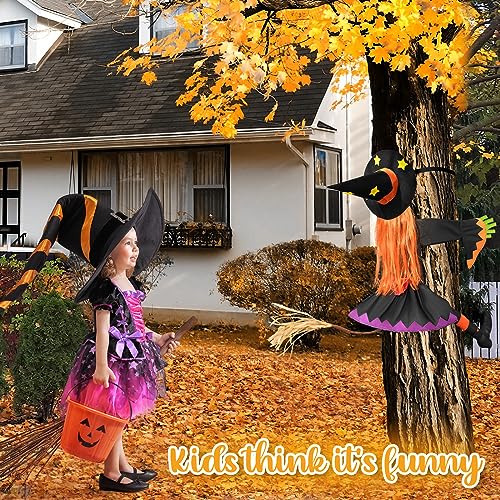 Crashing Which Into Tree Halloween Decorations Witch Decor Clearance Outdoor Hanging Funny Cute Witches