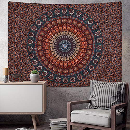 Bohemian Mandala Psychedelic Peacock Boho Tapestry