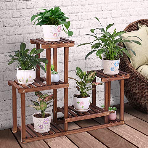 Wood Plant Stand Multi Tiered Corner Plant Shelf Holder