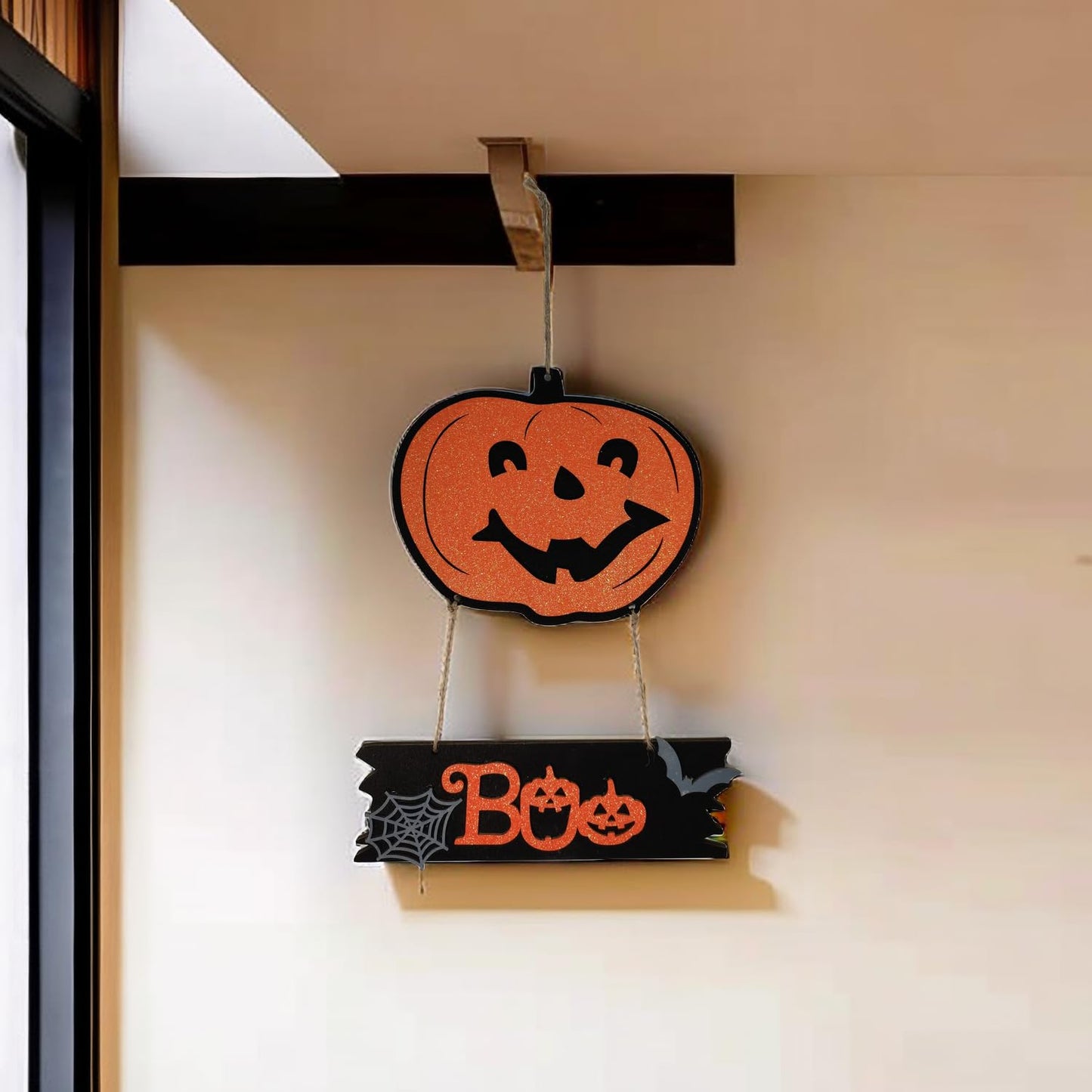 Happy Halloween Pumpkin Hanging Sign -Welcome Sign Halloween Front Door Sign Pumpkin Decoration
