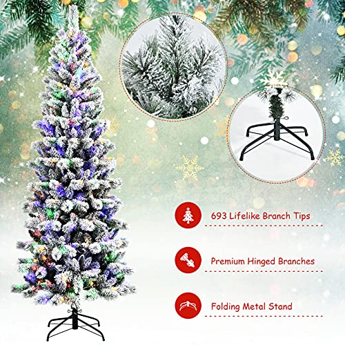 5f/6ft Pre-lit Snow Flocked Christmas Tree Decoration