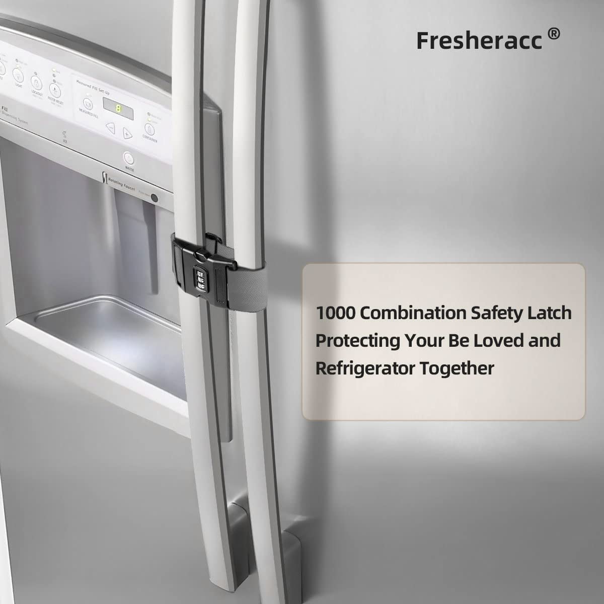 Fridge Freezer Refrigerator Cabinet Lock Latch, (2 Packs) Adjustable French Door Guard for Toddlers Children No Drill No Screw No Adhesive (2 Packs Grey)