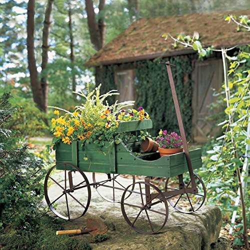 Wagon Decorative Garden Backyard Planter, Red