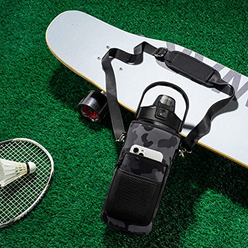 Half Gallon Motivational Water Bottle w/ Sleeve & Strap 64 OZ