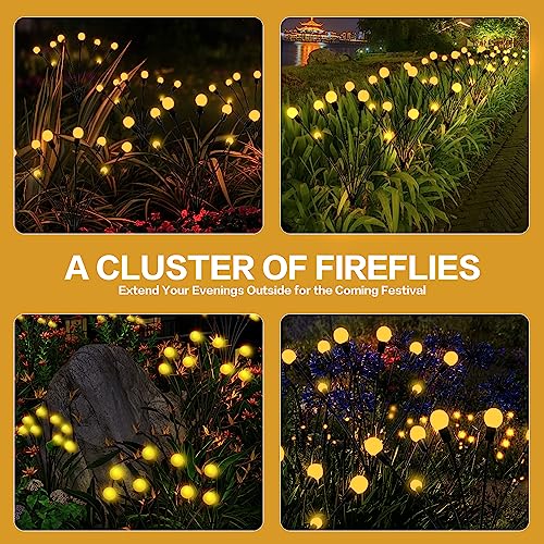 16LED Wind Dance Green Swaying Firefly Lights with Halloween  Outdoor Waterproof Solar Garden Lights