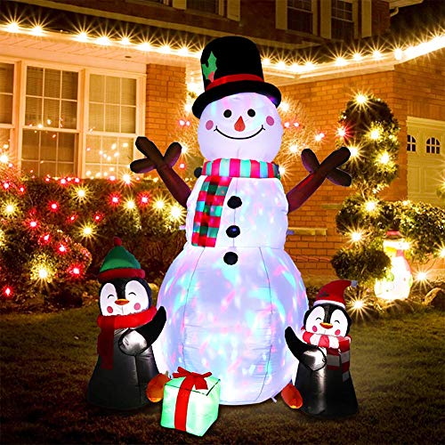 6ft Christmas Inflatables Snowman & Penguin w/ LEDs