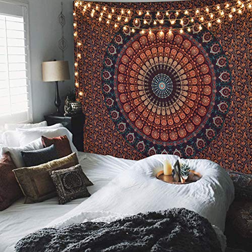 Bohemian Mandala Psychedelic Peacock Boho Tapestry