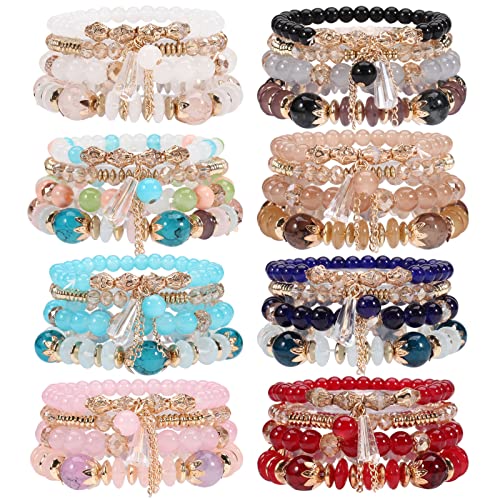 8 Packs Boho Beaded Bracelets for Women