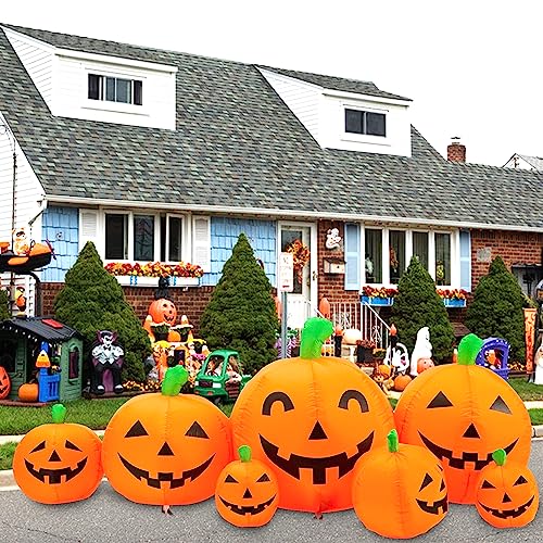 Halloween Inflatable Skull Face Spider Scary Creepy, Blow Up Spider with Built-in LED