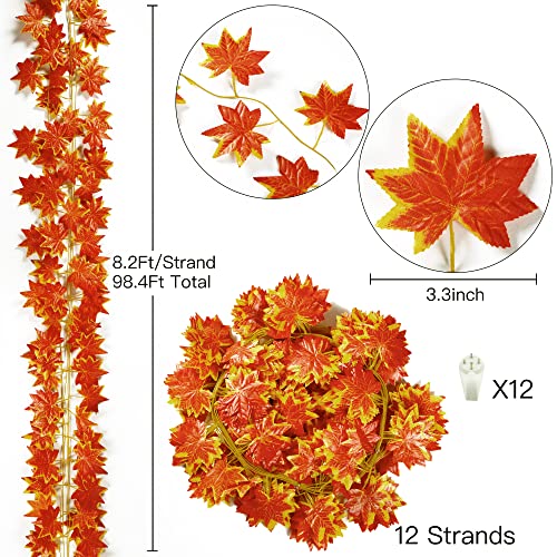 all Leaf Garland Artificial Maple Leaves Garland Silk Autumn Hanging Vines Red Ivy Garland for Thanksgiving Home