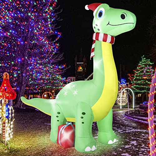 6FT Brachiosaurus Dinosaur Christmas Inflatables Decoration w/ LED