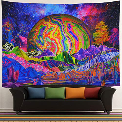 Psychedelic Mountain Galaxy Space Tapestry Colorful Trees Wall Decoration 59.1x51.2"