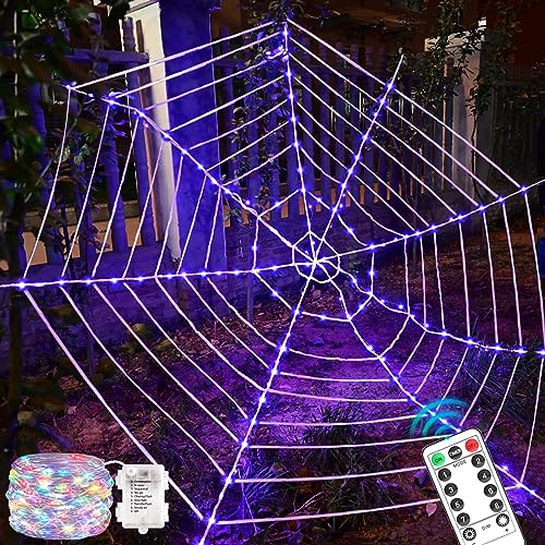 Spider Web Lights,  Giant Triangular LED Remote Control Multicolor Net Lights with 8 Light Modes