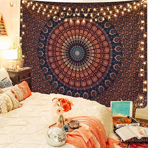 Bohemian Mandala Psychedelic Peacock Boho Tapestry