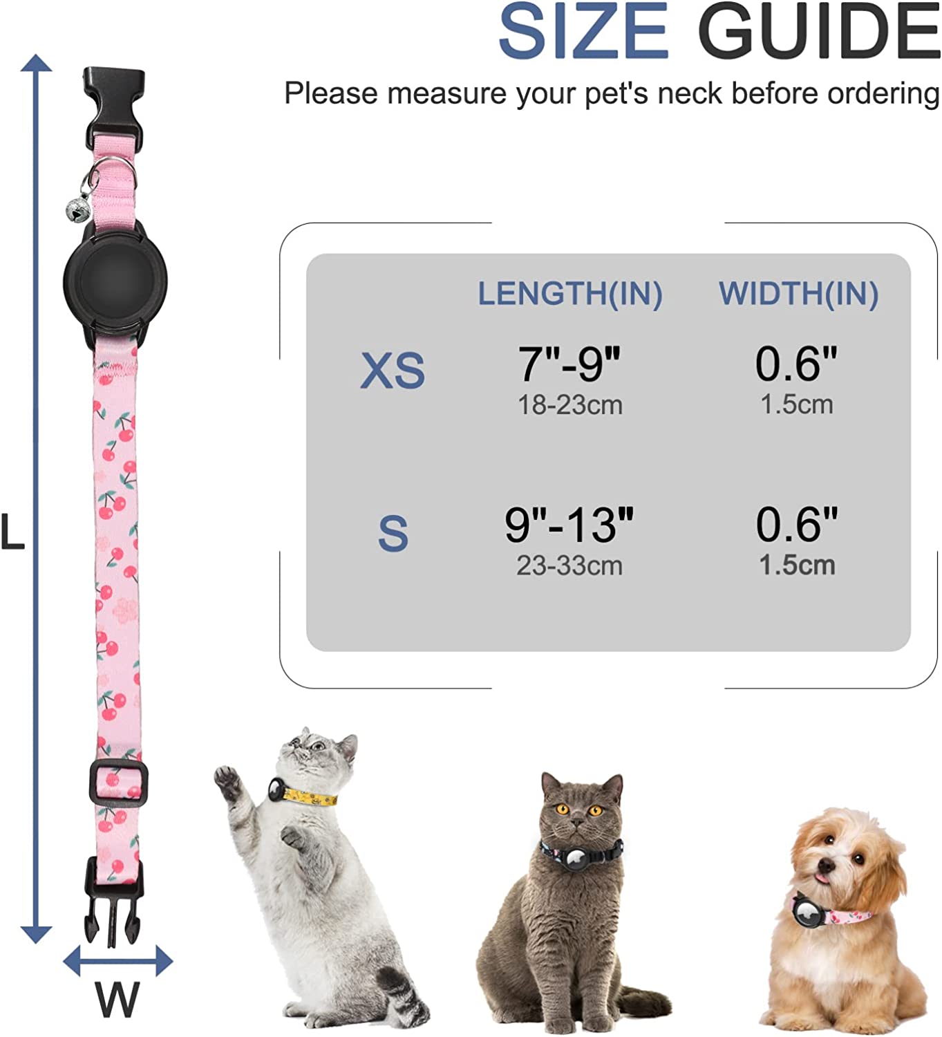 Upgraded AirTag Cat Collar, Integrated GPS Cat Collar w/ Apple Air Tag Holder & Bell [Pink]