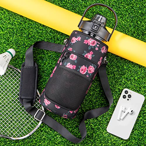 Half Gallon Motivational Water Bottle w/ Sleeve & Strap 64 OZ