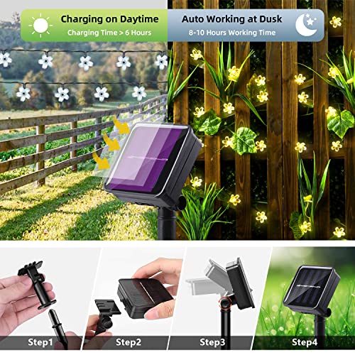 Waterproof Solar Flower Christmas String Fairy Lights