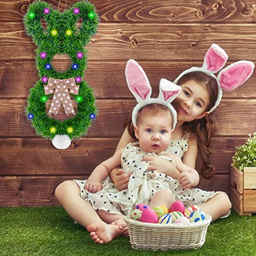 Easter Led Lighted Bunny Wreath 24.4 Inch