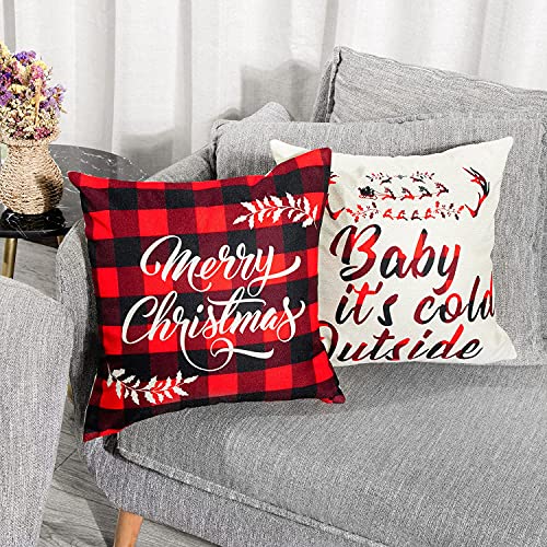 Set of 4  Christmas Throw Pillow Covers 18 x 18