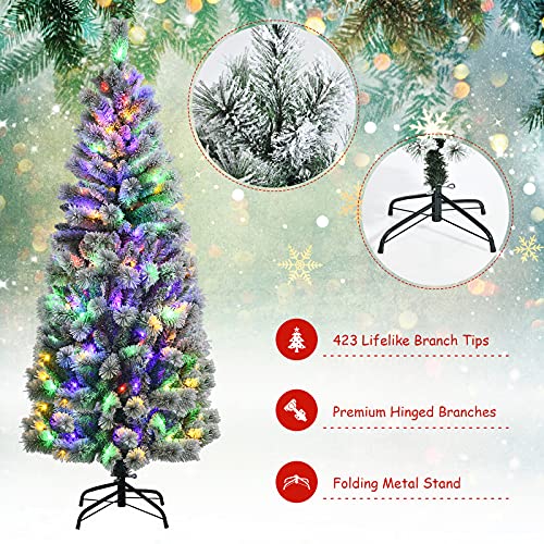 5f/6ft Pre-lit Snow Flocked Christmas Tree Decoration