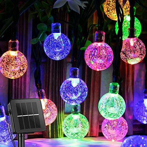 Solar String Lights 60 Led 35.6 Feet Crystal Globe  w/ 8 Lighting Modes