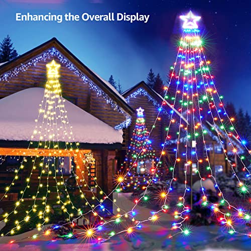 317 LEDs Lights w/ 9 Strands 11.9ft Waterfall Christmas Tree Lights