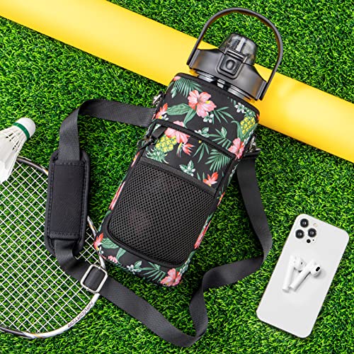 Half Gallon Motivational Water Bottle w/ Sleeve & Strap 64 OZ