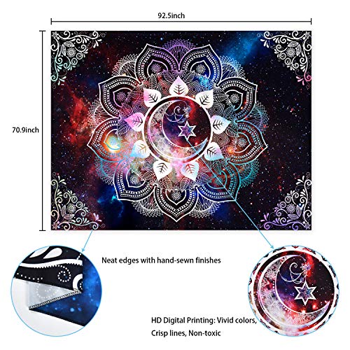 Moon Star Celestial Galaxy Starry Psychedelic Trippy Hippie Boho Mandala Tapestry