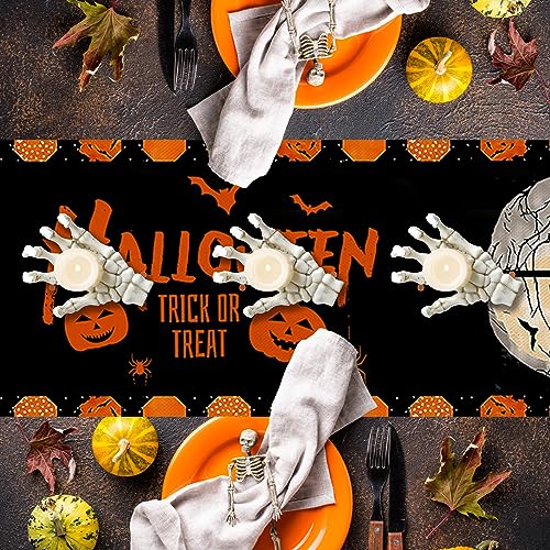 Pumpkins Cat Halloween Table Runner Trick Or Treat Kitchen Dining Table Decoration for Outdoor