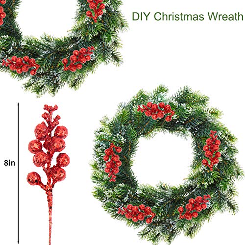 Glitter Berry Stems-20 Pcs 7.8 Inch Artificial Christmas Tree Picks Decoration