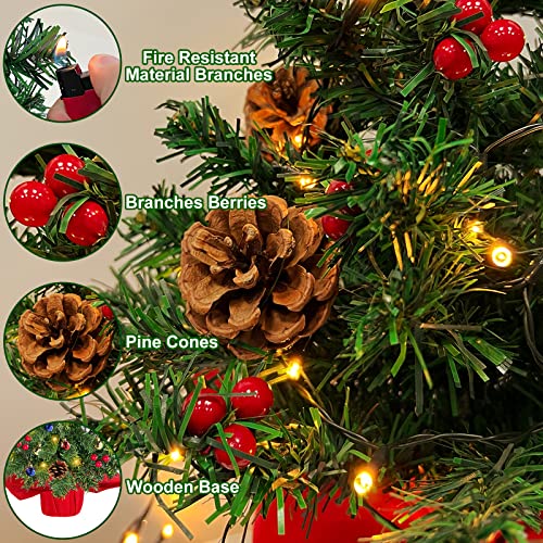 2 Pack 20 Inch Prelit Tabletop Christmas Tree w/ Lights & ornaments