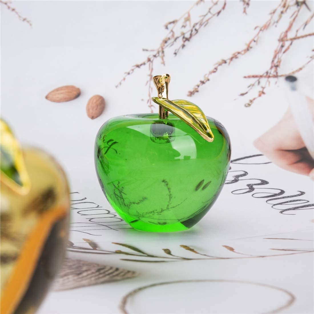 Glaze Crystal Apple Paperweight Craft Decoration (green)