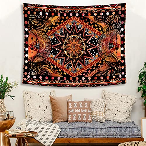 Sun and Moon Tapestry Wall Hanging for Bedroom Living Room Dorm (Orange, 30'' × 40'')