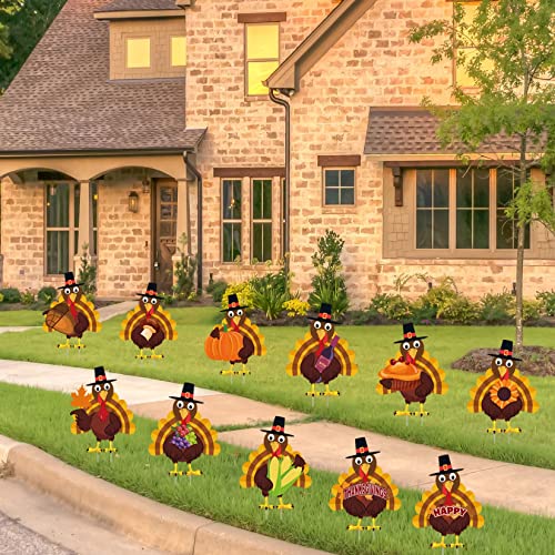 Thanksgiving Yard Decorations -11Pcs Thanksgiving Turkey Yard Signs