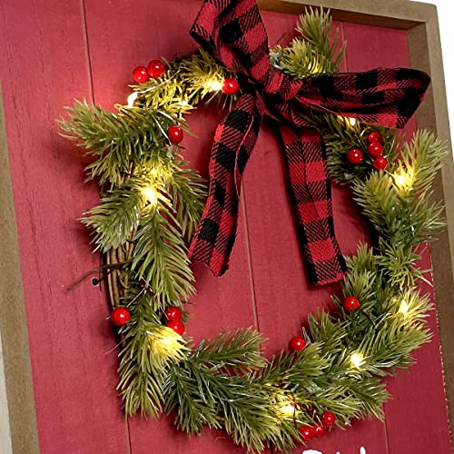 Christmas Red Truck Sign/Wreath w/ LEDs