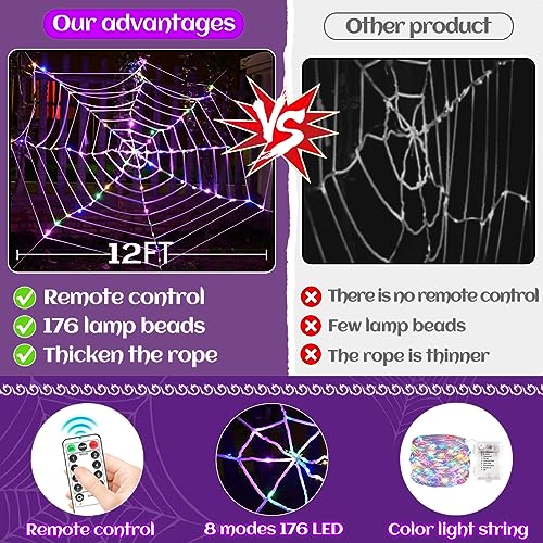 Spider Web Lights,  Giant Triangular LED Remote Control Multicolor Net Lights with 8 Light Modes